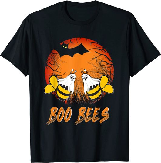 Discover T-shirt Unissexo de Mangas Curtas Divertido Fantasma de Boo Bees Halloween