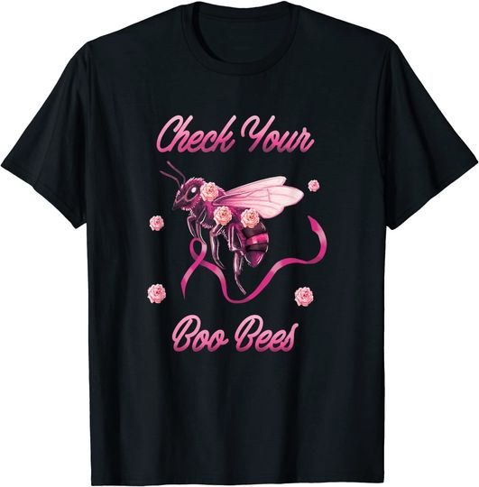 Discover T-shirt para Homem e Mulher Check Your Boo Bees Câncer de Mama Consciência