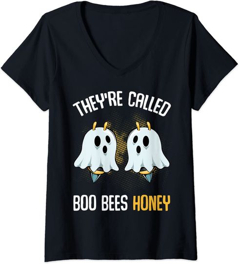 Discover T-shirt da Mulher They're Called Boo Bees Honey Decote em V