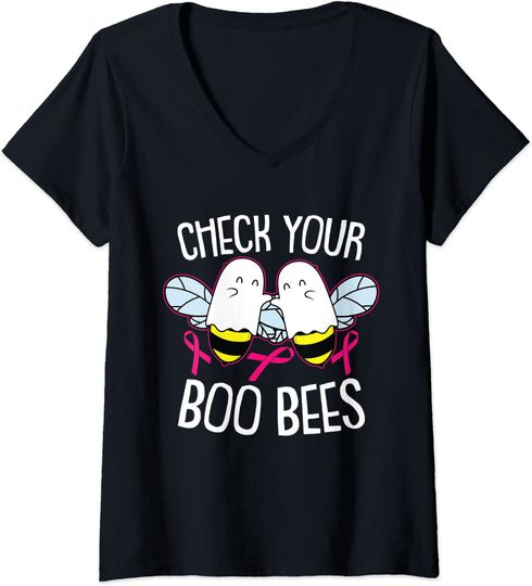 Discover T-shirt da Mulher Check Your Boo Bees Câncer de Mama Consciência