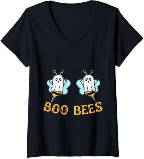 Discover T-shirt da Mulher Boo Bees de Fantasma Decote em V