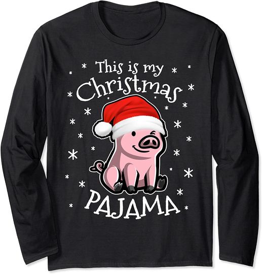 Discover T-shirt Unissexo de Manga Comprida Porco No Dia De Natal