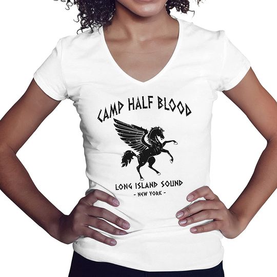 Discover T-shirt para Mulher Camp Half Blood Percy Jackson Decote em V