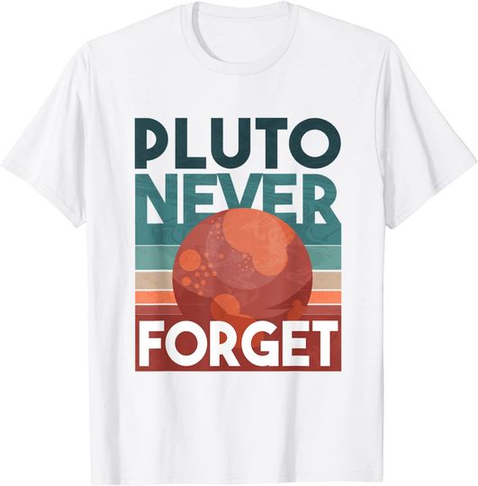 Discover T-shirt para Homem e Mulher Retro Pluto Never Forget