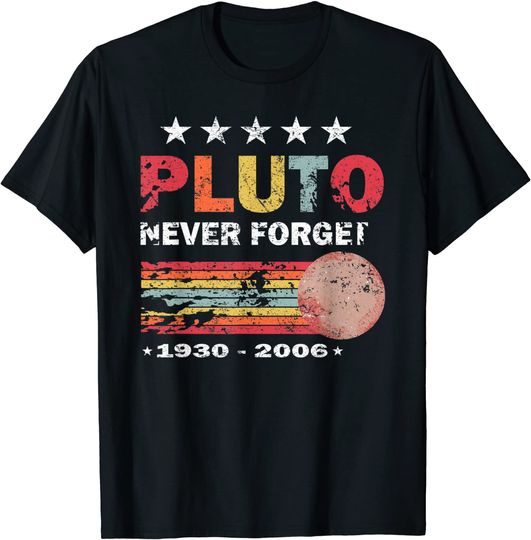 T-shirt Unissexo Vintage Pluto Never Forget 1930 - 2006