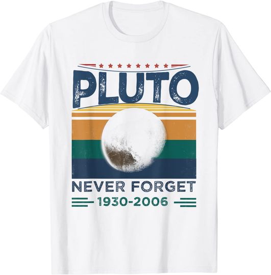 T-shirt Unissexo Planeta Plutão Gráfico Pluto Never Forget