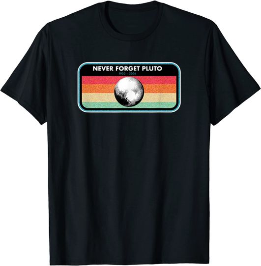T-shirt Unissexo Retro Vintage Pluto Never Forget Espaço Ciência