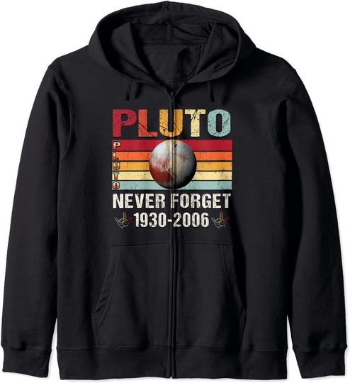 Discover Hoodie com Fecho-éclair Unissexo Espaço Ciência Pluto Never Forget