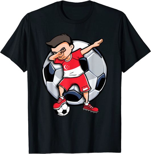 Discover Dabbing Soccer Boy Singapore Football Fans Jersey Flag Sport T-Shirt