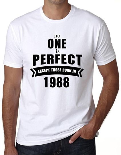 Discover T-shirt de Homem de Manga Curta No One Is Perfect Except Those Born In 1988