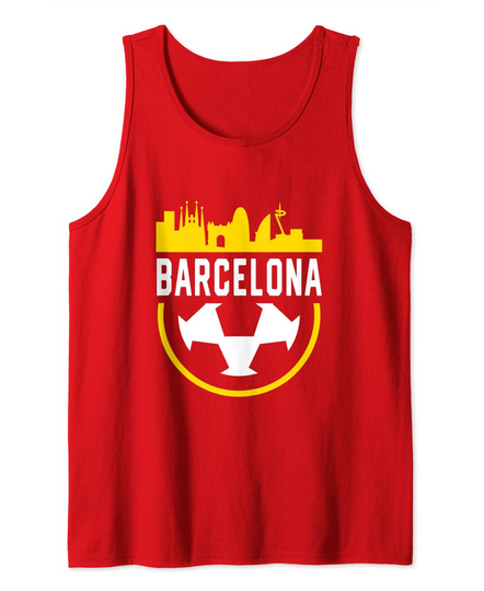 Discover Barcelona Football Soccer Fan Vintage City Skyline Tank Top