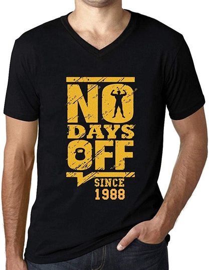 Discover T-shirt de Homem com Decote Em V No Days Off Since 1988