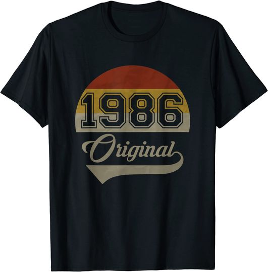 T-shirt Unissexo Vintage 1986 Original Presente de Aniversário