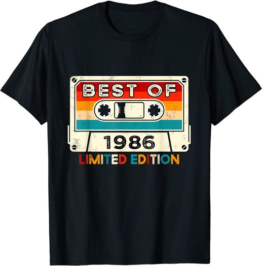 T-shirt Unissexo Best Of 1986 Limited Edition com Cassete