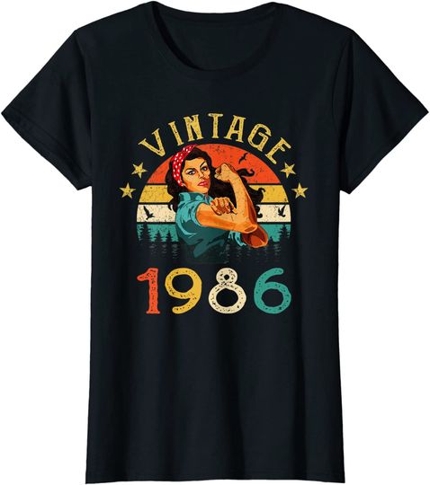T-shirt para Mulher Nascida em 1986 Vintage