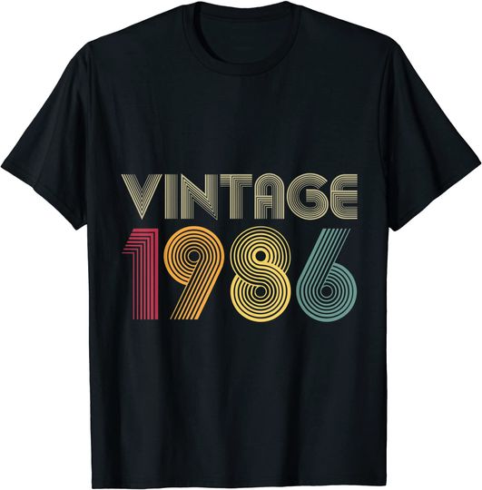 Discover T-shirt Unissexo Vintage 1986 Presente de Aniversário