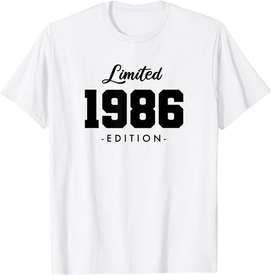 T-shirt Unissexo Simples 1986 Edição Limitada