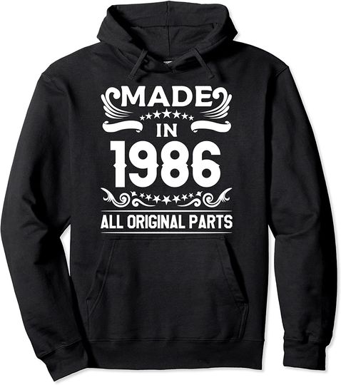 Discover Hoodie Unissexo Made In 1986 All Original Parts
