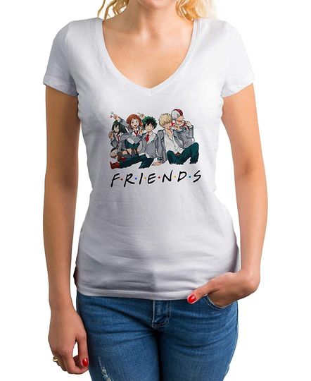 Discover T-shirt para Mulher Anime My Hero Friends Decote em V