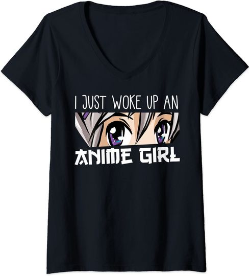 Discover T-shirt para Mulher I Woke Up An Anime Girl Decote em V