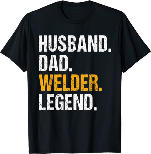 Discover T-shirt Unissexo Husband Dad Welder Legend