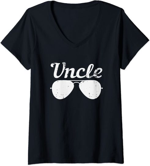 Discover T-shirt para Mulher Divertido Tio com Óculos Decote em V