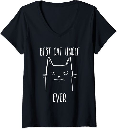 Discover T-shirt para Mulher Best Cat Uncle Ever Decote em V