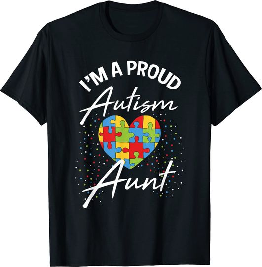 Discover T-shirt Unissexo Autism Awareness Proud Aunt Puzzle