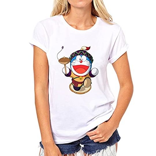 T-shirt para Mulher Divertido com Doraemon