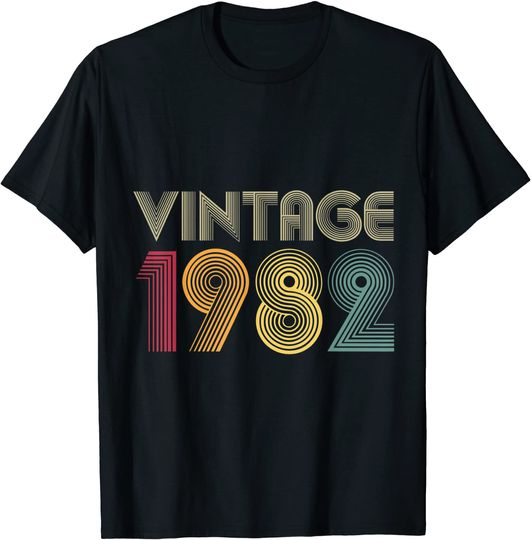 Discover T-shirt Unissexo Vintage 1982 Presente de Aniversário