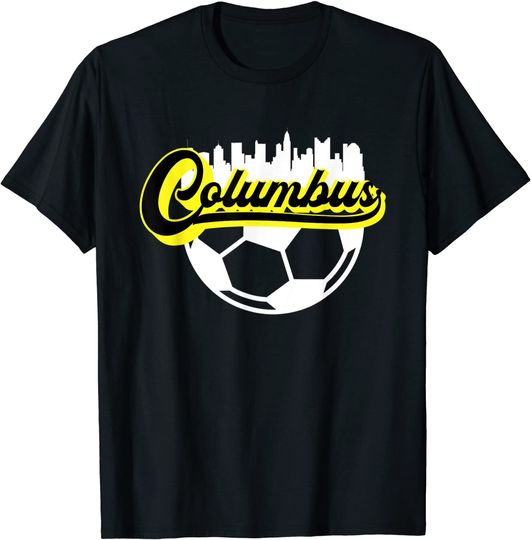 Discover Columbus Ohio Soccer Apparel City Skyline Futbol T-Shirt