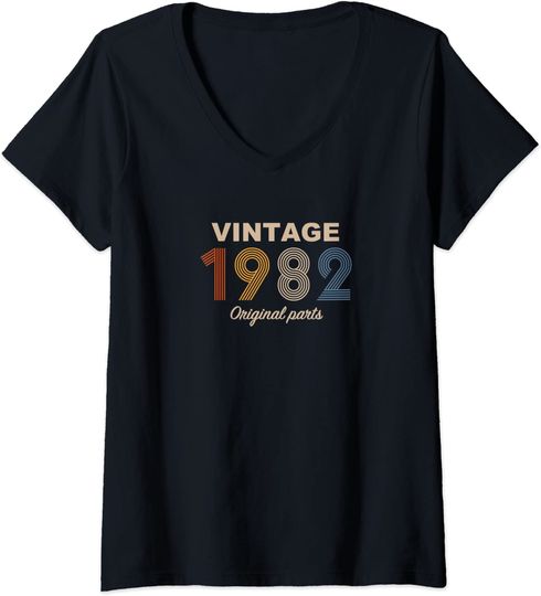 Discover T-shirt da Mulher Vintage 1982 Decote em V