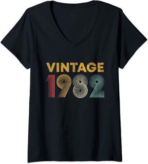 Discover T-shirt da Mulher Best Of 1982 com Cassete Decote em V