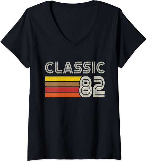 Discover T-shirt da Mulher Clássico 1982 Decote em V