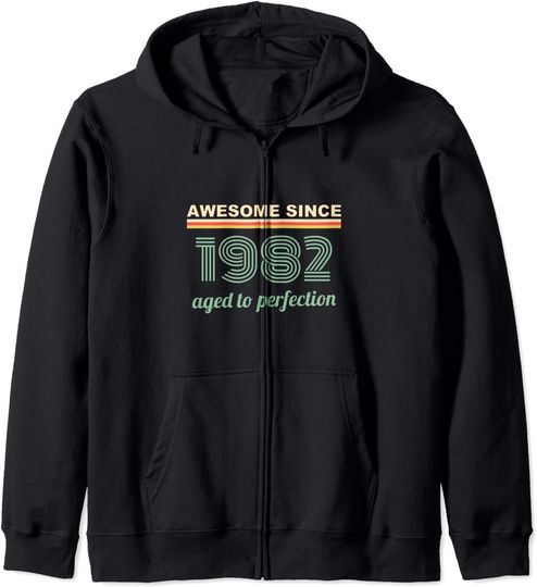 Hoodie com Fecho-éclair Unissexo Awesome 1982 Aged To Perfection
