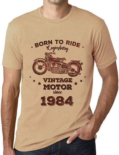 Discover T-shirt de Homem Manga Curta Born To Ride Vintage Motor Since 1984