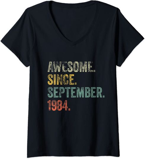 T-shirt de Mulher com Decote Em V Awesome Since September 1984