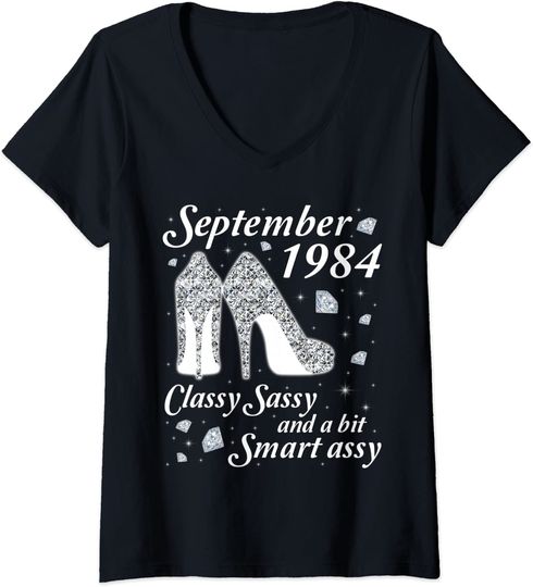 Discover T-shirt de Mulher com Decote Em V September 1984