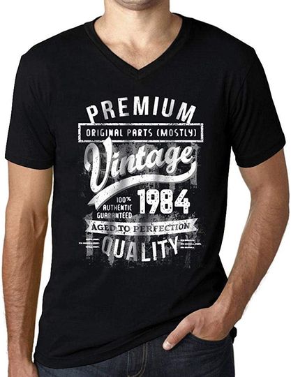 Discover T-shirt de Homem com Decote Em V Vintage 1984