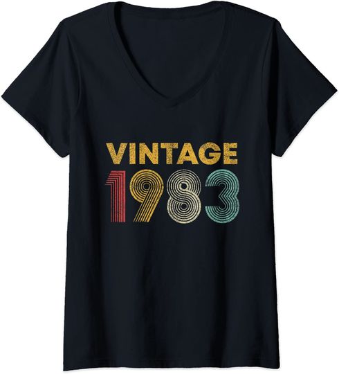 Discover T-shirt para Mulher Vintage 1983 Decote em V