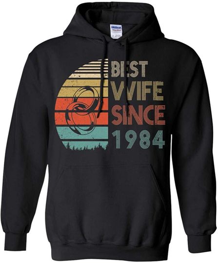 Discover Hoodie Unissexo Best Wife Since 1984