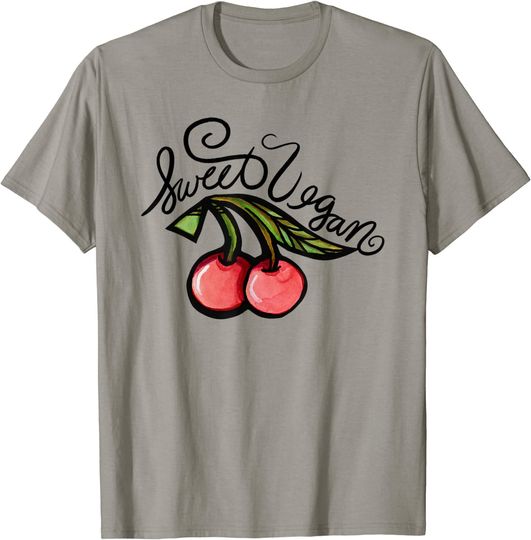 Discover T-shirt Unissexo Sweet Vegan com Cerejas