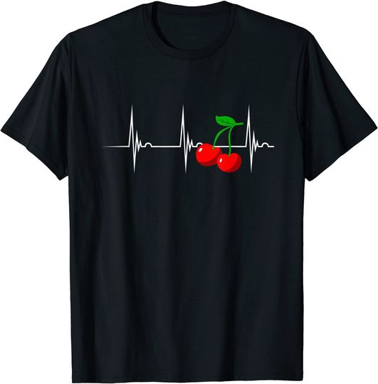 Discover T-shirt Unissexo Batimento Cardíaco com Cerejas