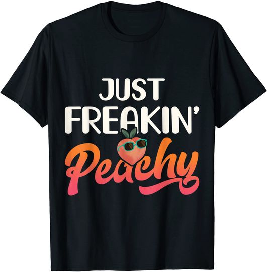 Discover T-shirt Unissexo Just Freakin' Peachy Fruta de Pêssego