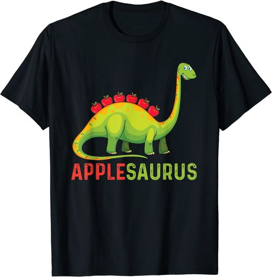 Discover T-shirt Unissexo Applesaurus Divertido com Dinossauro e Maçãs