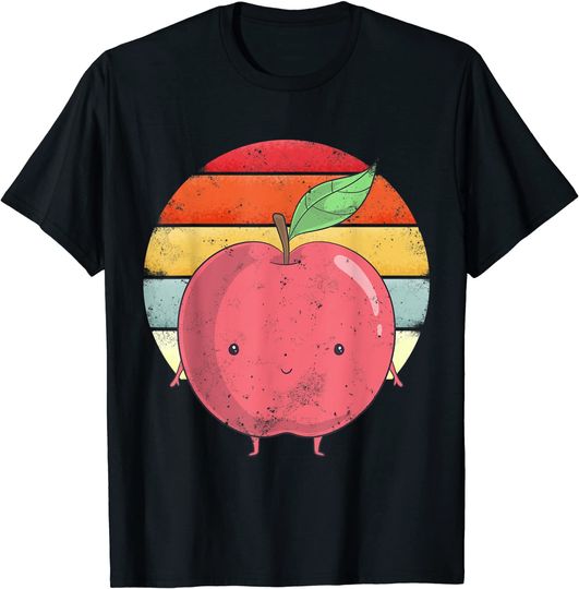 Discover T-shirt Unissexo Retro Vintage com Fruta de Maçã