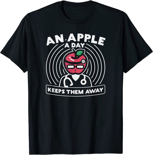 Discover T-shirt Unissexo Divertido An Apple A Day Keeps Them Away