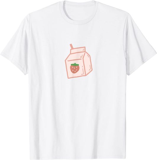 Discover T-shirt Unissexo com Estampa de Leite de Morango
