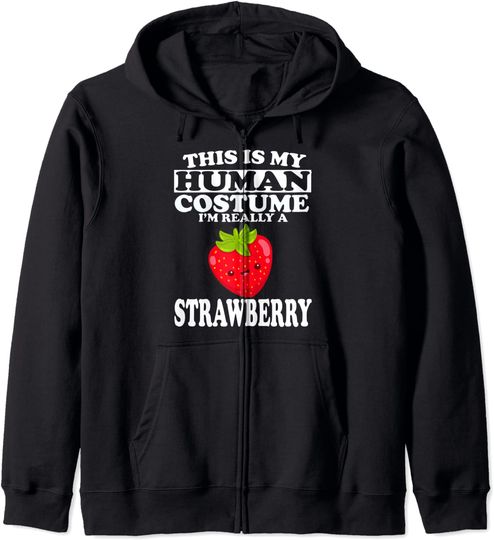 Discover Hoodie com Fecho-éclair Unissexo I’m Really a Strawberry