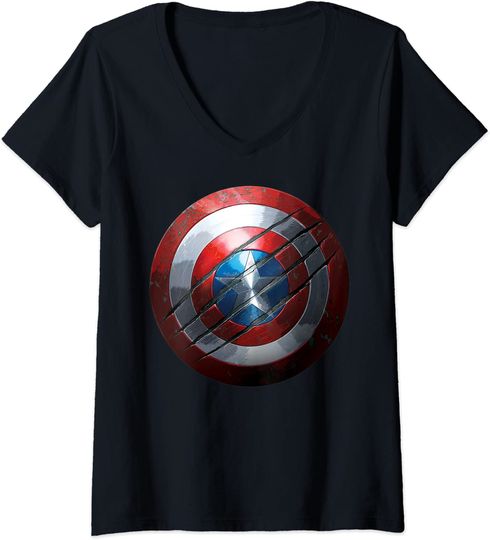 Discover T-shirt para Mulher Capitão América Shield Decote em V